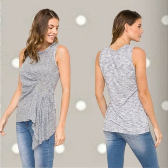 NWT MYSTREE PINTUCKED RUCHED TANK - Picture 3 of 5